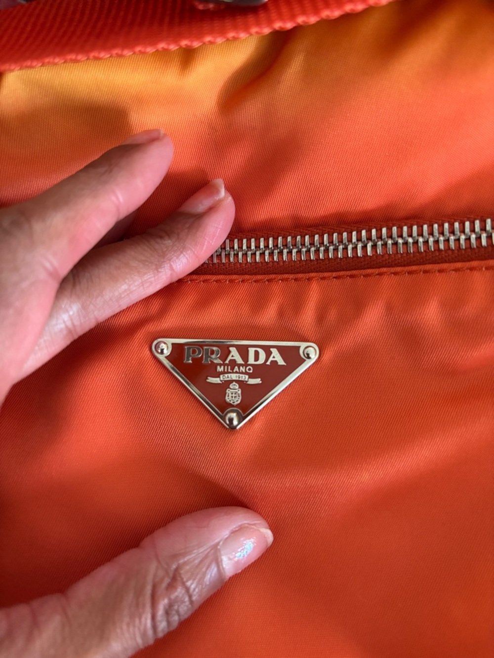 Prada Vibrant Orange Nylon Crossbody with Silver-Tone Logo - Picture 2 of 14